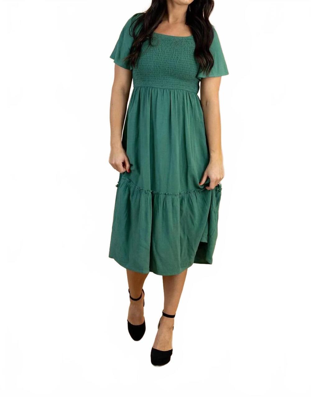 NEW TEA N ROSE johannah midi dress in forest green
